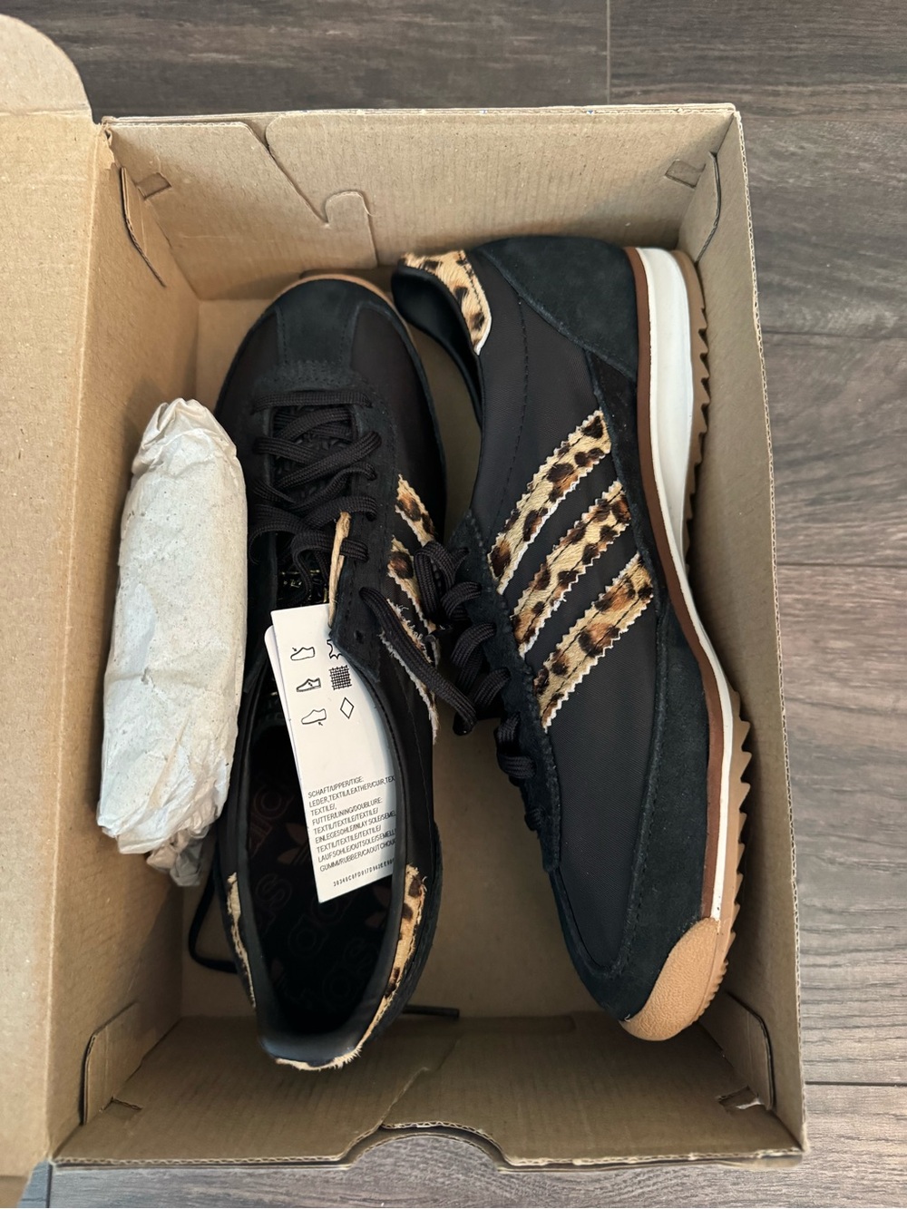 adidas Black Sneakers with Leopard Stripes